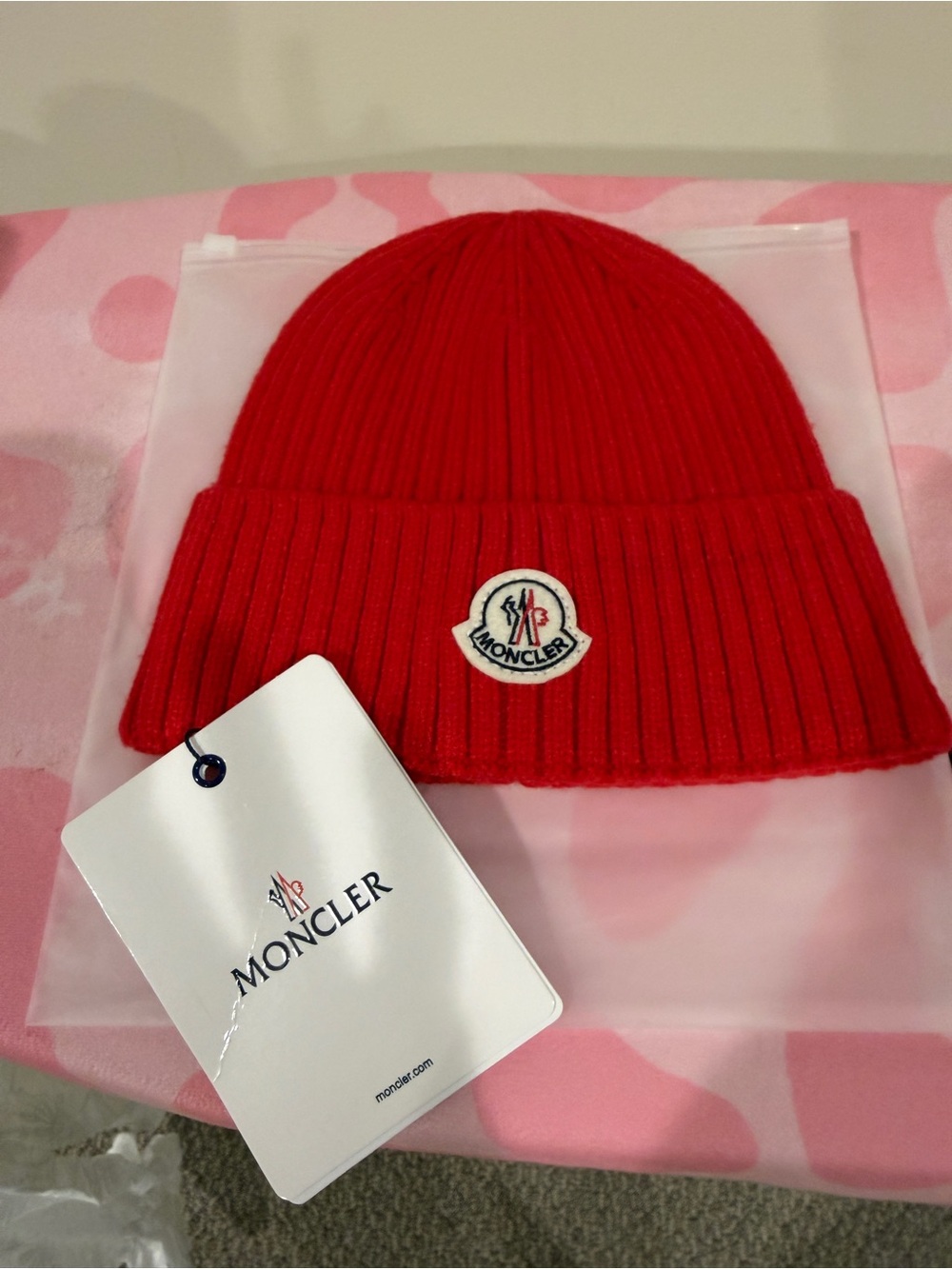 NWT Moncler Beanie Hat One Size Fits All Red